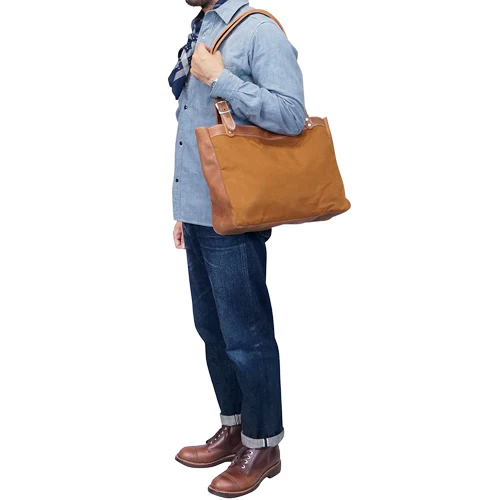 TOOL CARRIER / 1920 - 1930s STYLE OUTDOOR BAG / RAIN PROOF DUCK × BULL HIDE - Image 8