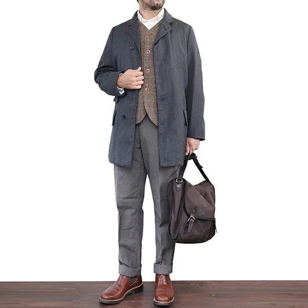 LANGLEY / LATE 1800s ENGINEER'S OVER COAT / GRAINED WOOL OXFORD / GRAINED GRAY - Image 6