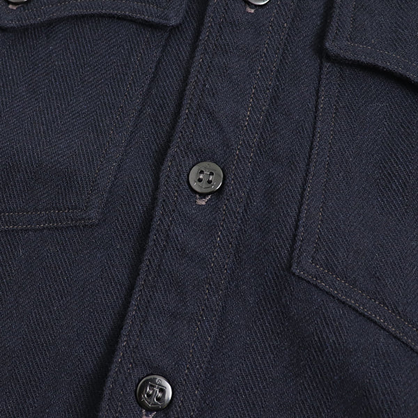 U.S.NAVY OFFICER SHIRT / COTTON×WOOL MILITARY HERRINGBONE / NAVY - Image 11