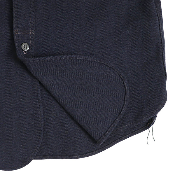 U.S.NAVY OFFICER SHIRT / COTTON×WOOL MILITARY HERRINGBONE / NAVY - Image 12