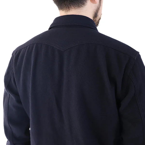 U.S.NAVY OFFICER SHIRT / COTTON×WOOL MILITARY HERRINGBONE / NAVY - Image 8