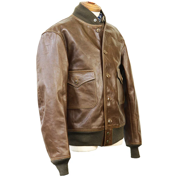 37J1 1927 FIRST MODEL EARLY AVIATION TOGS / HORSE HIDE / OLIVE - Image 4