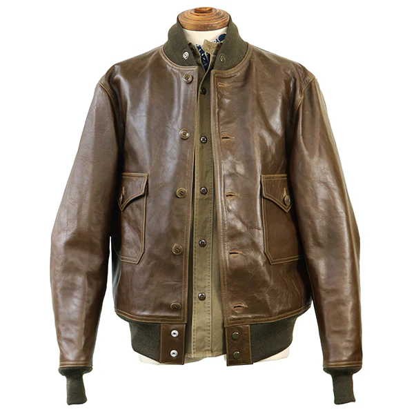 37J1 / 1927 FIRST MODEL EARLY AVIATION TOGS / HORSE HIDE / OLIVE - Image 3