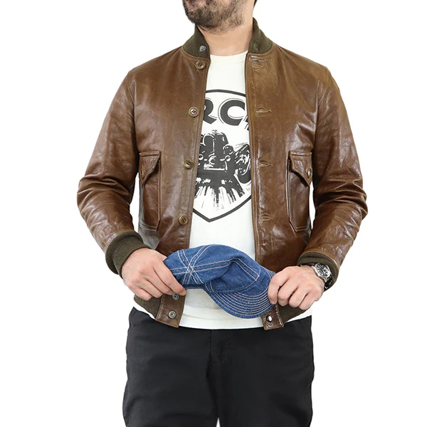 37J1 / 1927 FIRST MODEL EARLY AVIATION TOGS / HORSE HIDE / OLIVE - Image 6