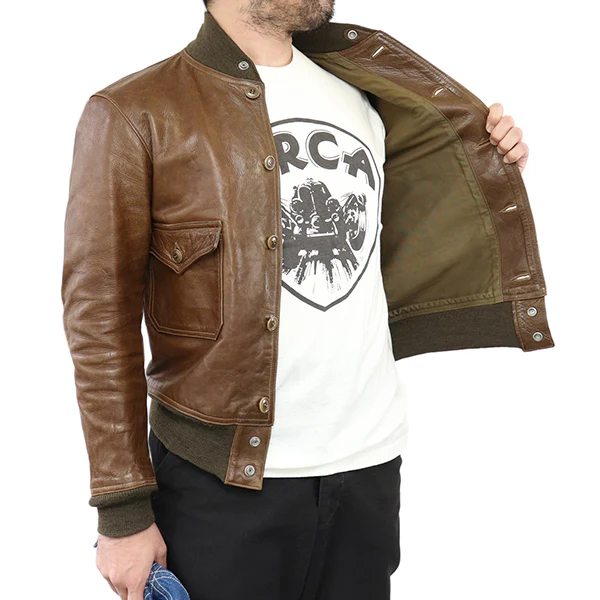 37J1 / 1927 FIRST MODEL EARLY AVIATION TOGS / HORSE HIDE / OLIVE - Image 8