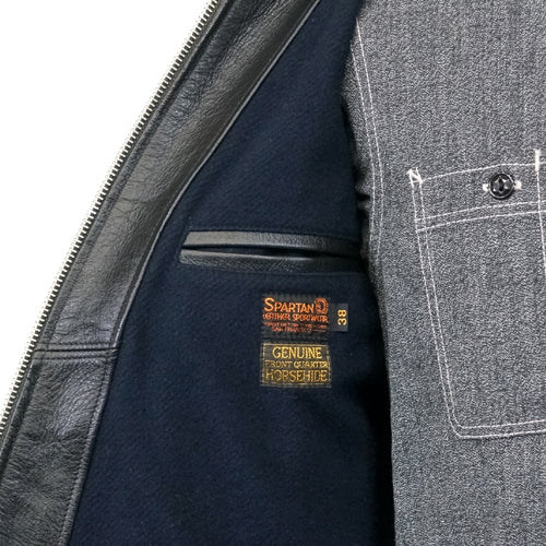 MULHOLLAND SIZE: 36-42 / 1930s MOTORCYCLE JACKET / SINGLE TYPE HORSE HIDE / VINTAGE BLACK / 2024 MODEL - Image 10