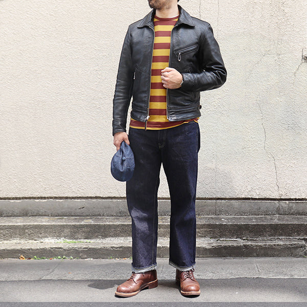 MULHOLLAND SIZE: 36-42 / 1930s MOTORCYCLE JACKET / SINGLE TYPE HORSE HIDE / VINTAGE BLACK / 2024 MODEL - Image 11