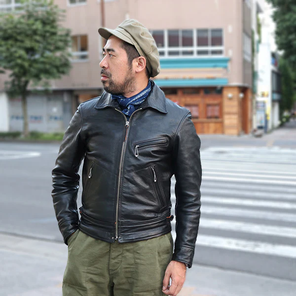 MULHOLLAND SIZE: 44 / 1930s MOTORCYCLE JACKET / SINGLE TYPE HORSE HIDE / VINTAGE BLACK / 2024 MODEL - Image 12