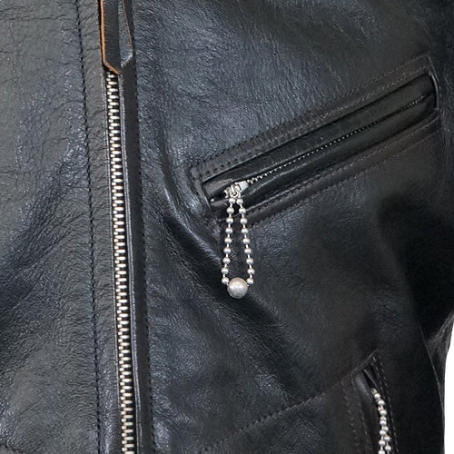 MULHOLLAND SIZE: 44 / 1930s MOTORCYCLE JACKET / SINGLE TYPE HORSE HIDE / VINTAGE BLACK / 2024 MODEL - Image 7