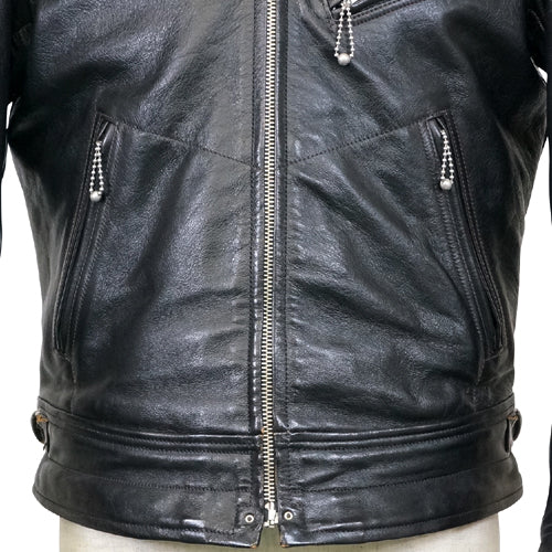 MULHOLLAND SIZE: 44 / 1930s MOTORCYCLE JACKET / SINGLE TYPE HORSE HIDE / VINTAGE BLACK / 2024 MODEL - Image 8
