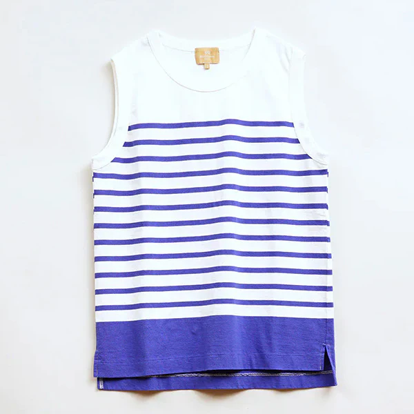 5.6oz TANKTOP BORDER / BLUE - Image 8