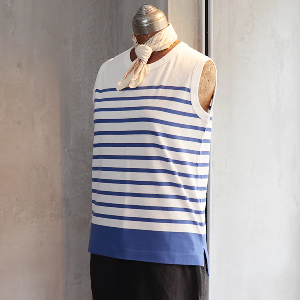 5.6oz TANKTOP BORDER / BLUE - Image 9