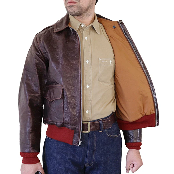 TYPE A-2 / .50CAL COLLECTION VINTAGE FINISH / HORSE HIDE / SEAL BROWN / MADE IN UK / FLIGHT JACKET - Image 6