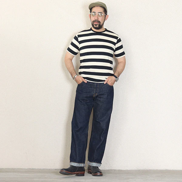 1940s STYLE BIKER HOOP T-SHIRT - Image 4