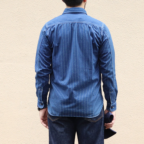 WABASH WORK SHIRT / 1930s STYLE WORK SHIRT / 8oz INDIGO WABASH BACK TWILL - Image 3