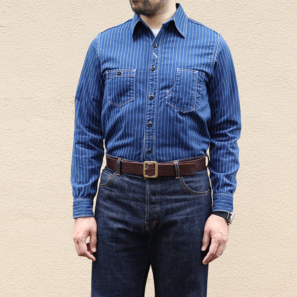 WABASH WORK SHIRT / 1930s STYLE WORK SHIRT / 8oz INDIGO WABASH BACK TWILL - Image 4