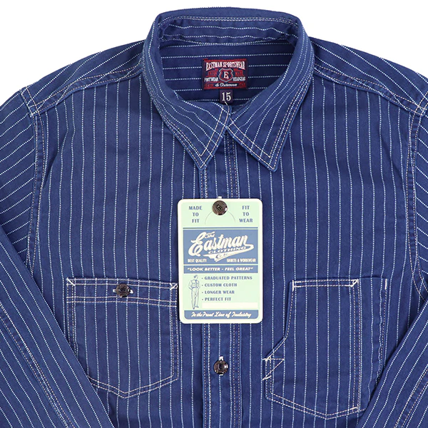 WABASH WORK SHIRT / 1930s STYLE WORK SHIRT / 8oz INDIGO WABASH BACK TWILL - Image 7