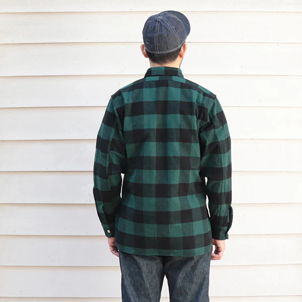 SALE / ICEBREAKER WORK SHIRT / 11oz HEAVYWEIGHT BUFFALO PLAID FLANNEL / GREEN - Image 4