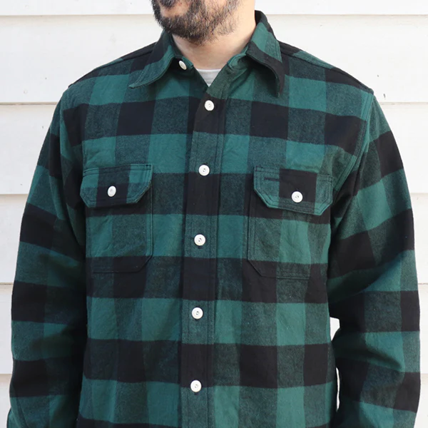 SALE / ICEBREAKER WORK SHIRT / 11oz HEAVYWEIGHT BUFFALO PLAID FLANNEL / GREEN - Image 7