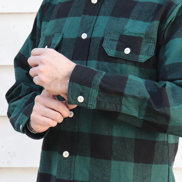 SALE / ICEBREAKER WORK SHIRT / 11oz HEAVYWEIGHT BUFFALO PLAID FLANNEL / GREEN - Image 8