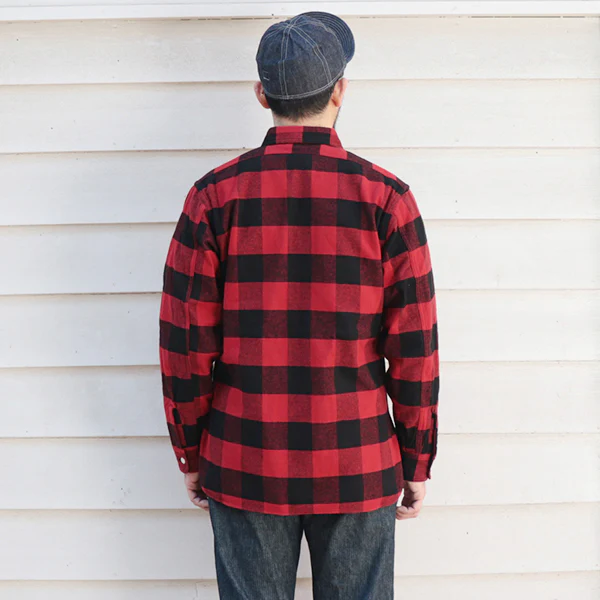 SALE / ICEBREAKER WORK SHIRT / 11oz HEAVYWEIGHT BUFFALO PLAID FLANNEL / RED - Image 4