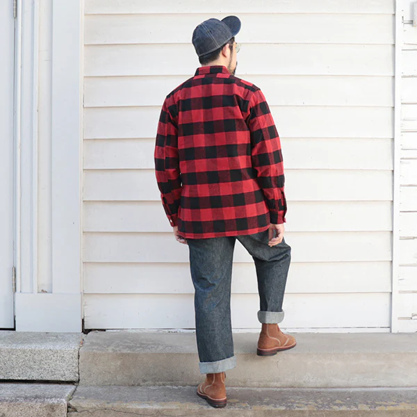 SALE / ICEBREAKER WORK SHIRT / 11oz HEAVYWEIGHT BUFFALO PLAID FLANNEL / RED - Image 6