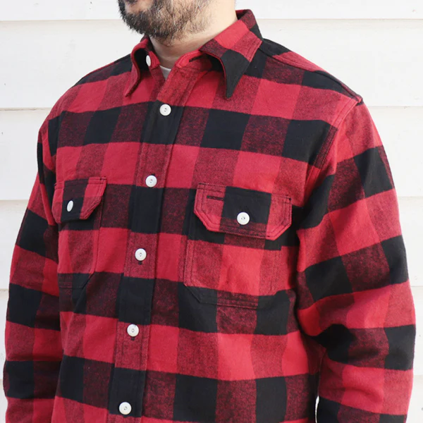 SALE / ICEBREAKER WORK SHIRT / 11oz HEAVYWEIGHT BUFFALO PLAID FLANNEL / RED - Image 7