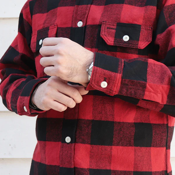 SALE / ICEBREAKER WORK SHIRT / 11oz HEAVYWEIGHT BUFFALO PLAID FLANNEL / RED - Image 8