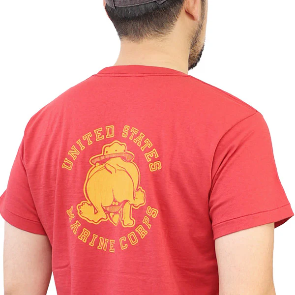 T-SHIRT U.S.M.C. / 1960s SERGEANT MAJOR JIGGS BULLDOG PRINT / RED - Image 4