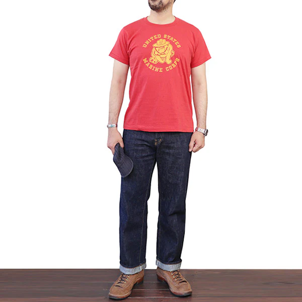 T-SHIRT U.S.M.C. / 1960s SERGEANT MAJOR JIGGS BULLDOG PRINT / RED - Image 6