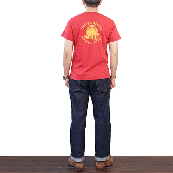 T-SHIRT U.S.M.C. / 1960s SERGEANT MAJOR JIGGS BULLDOG PRINT / RED - Image 7