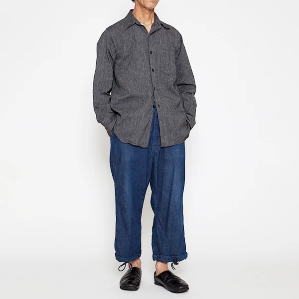 US NAVY 1 POCKET SHIRT / COTTON CHAMBRAY / TOP BLACK - Image 6