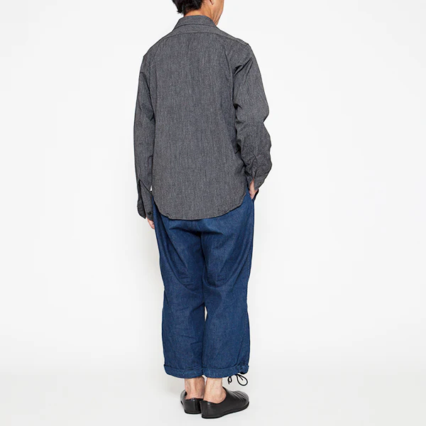 US NAVY 1 POCKET SHIRT / COTTON CHAMBRAY / TOP BLACK - Image 8