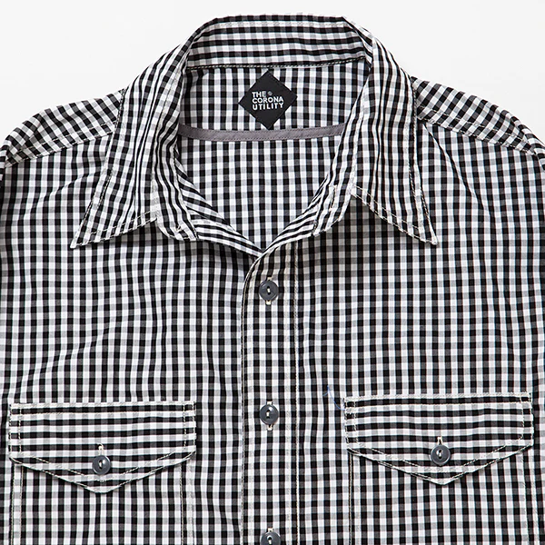 NAVY PULLOVER SHIRT / MONOTONE GINGHAM CHECK - Image 4