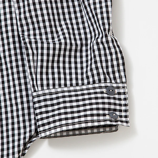 NAVY PULLOVER SHIRT / MONOTONE GINGHAM CHECK - Image 5