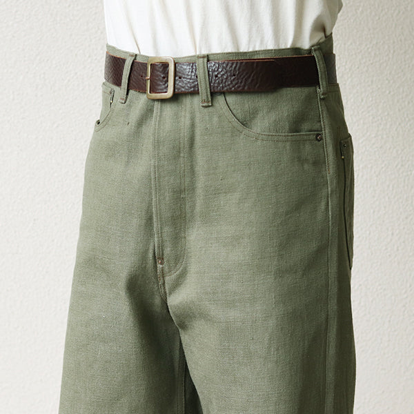 【NON-WASH MODEL】 / RAILMAN DENIM PANT WIDE / 5 POCKET JEANS / 12oz DENIM / GREEN / (SIZE:W28-W36) - Image 8