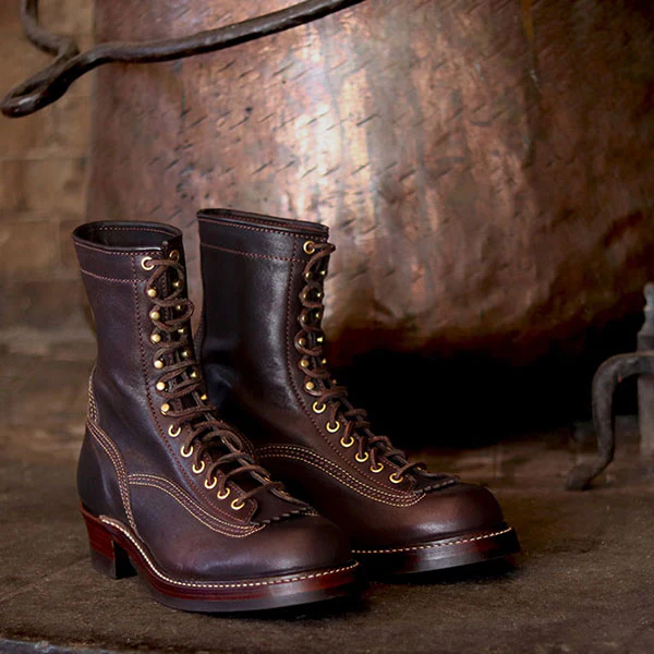 PRE-ORDER 2026 / DONKEY PUNCHER BOOTS 8" / EZO SHIKA DEERSKIN / BURNT DARK BROWN - Image 9