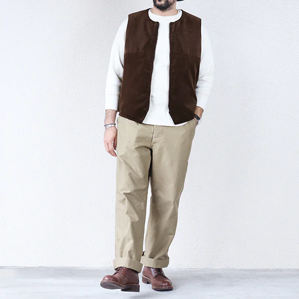 ROOM No.206 VEST/ BRISBANE MOSS CORDUROY / BROWN - Image 6