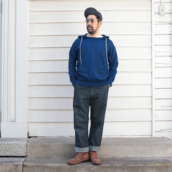 SALE / TITAN / 11oz. LOOPWHEEL DOUBLE-V AFTERHOOD SWEAT SHIRT / BLUE - Image 5