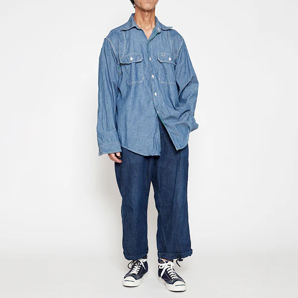 W-YOKE SHIRT / COTTON CHAMBRAY / BLUE - Image 12