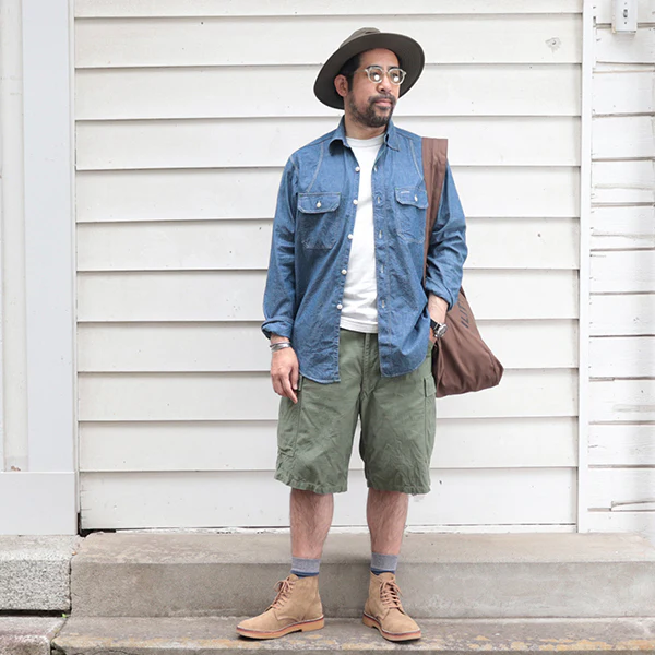 W-YOKE SHIRT / COTTON CHAMBRAY / BLUE - Image 14