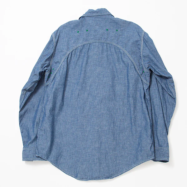 W-YOKE SHIRT / COTTON CHAMBRAY / BLUE - Image 3