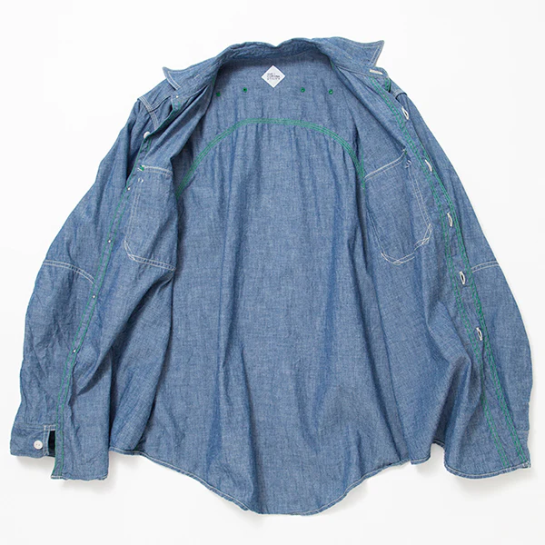 W-YOKE SHIRT / COTTON CHAMBRAY / BLUE - Image 4