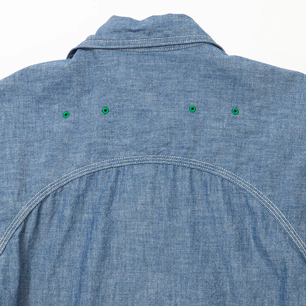 W-YOKE SHIRT / COTTON CHAMBRAY / BLUE - Image 5