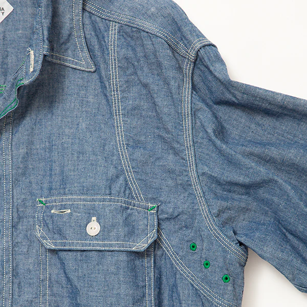 W-YOKE SHIRT / COTTON CHAMBRAY / BLUE - Image 6