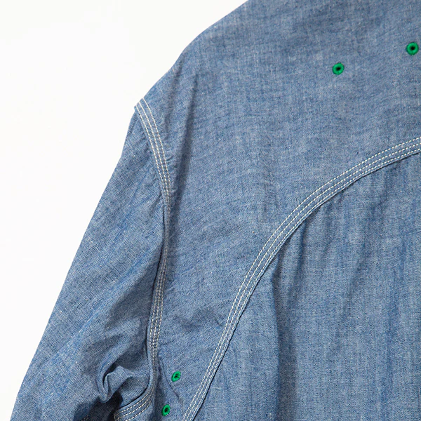 W-YOKE SHIRT / COTTON CHAMBRAY / BLUE - Image 7