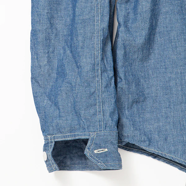 W-YOKE SHIRT / COTTON CHAMBRAY / BLUE - Image 8