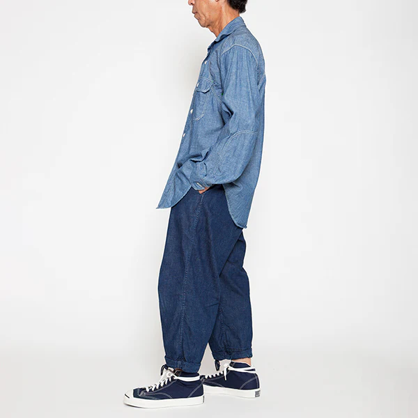 W-YOKE SHIRT / COTTON CHAMBRAY / BLUE - Image 9